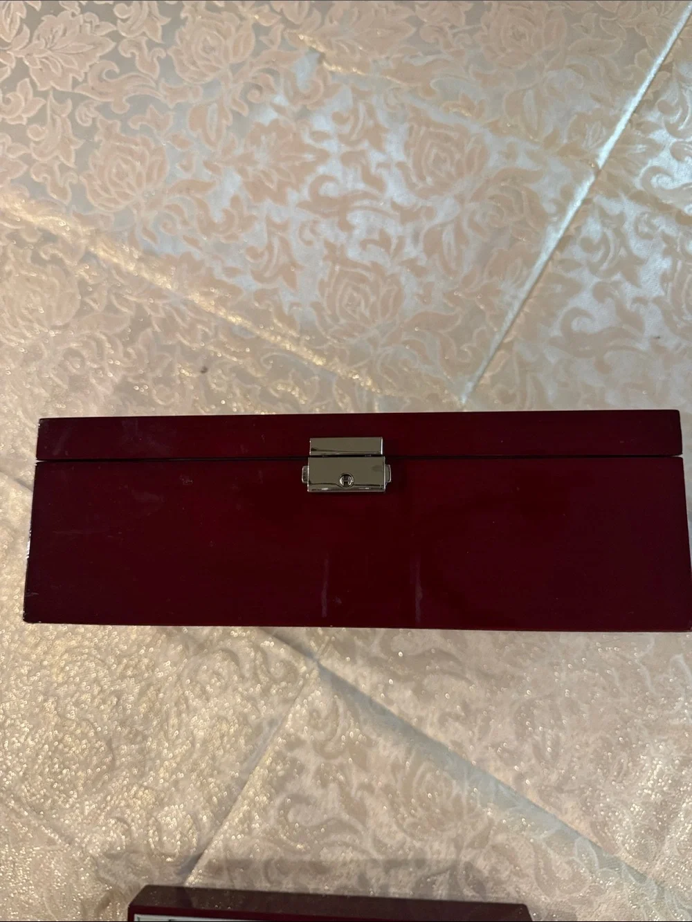 Double Layer Glass-Top Mahogany Cufflink and Ring Felt Bottom Jewelry Box